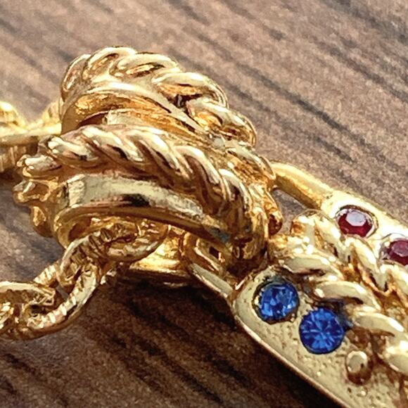 Signed JBK Camrose & Kross 18K Plated Byzantine Jasper Gemstone Cross Necklace - Picture 15 of 15